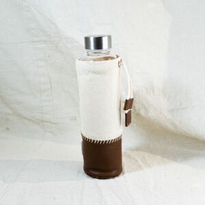 Glass Water Bottle With Canvas Sheath Plastic Alternative